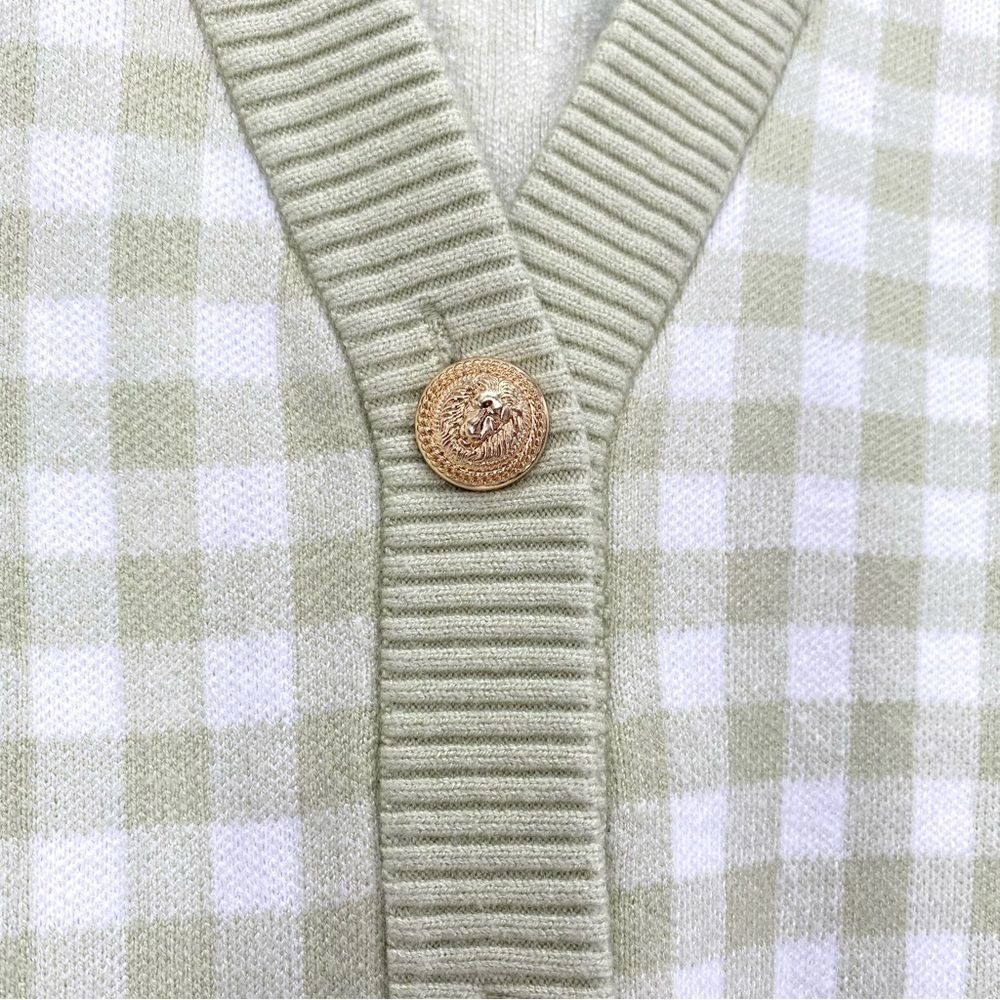 Joie Gingham Boyfriend Oversized Cardigan Sweater New Country House Chic - Picture 11 of 14